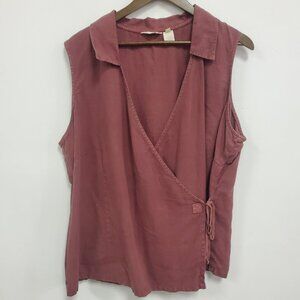 J Jill Womens Faux Wrap Linen Tank Size 2X Pink Beach Costal Lightweight Travel
